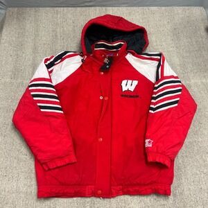 Vintage University Of Wisconsin Starter Jacket Mens Large Red 1990s Zip Up
